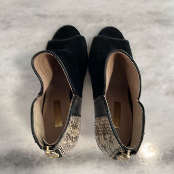 Louise Et Cie Lo-Hestia2 heels open toe booties black suede snake skin 8 - Picture 5 of 9